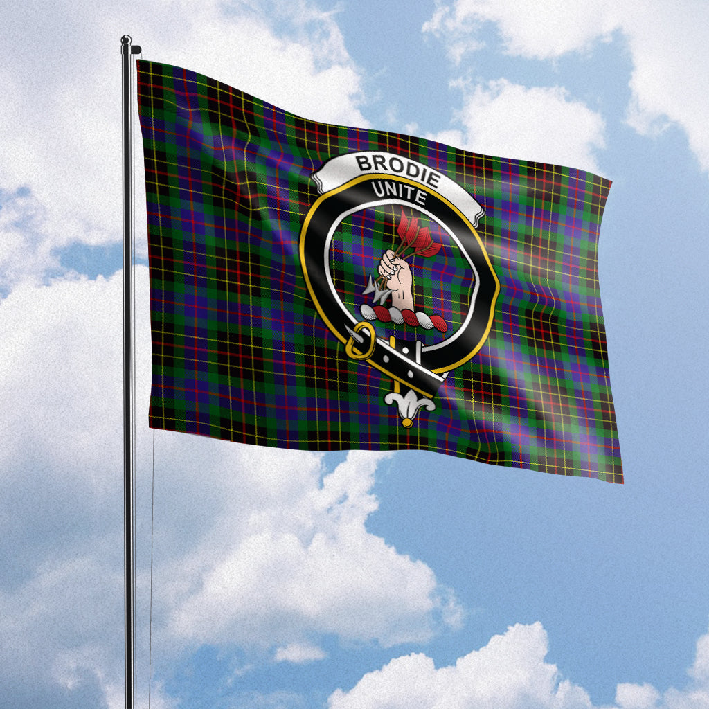 Brodie Hunting Modern Tartan Flag with Family Crest House Flag (Horizontal) - Tartanvibesclothing