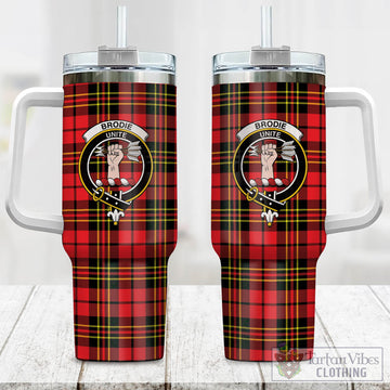 Brodie Modern Tartan and Family Crest Tumbler with Handle