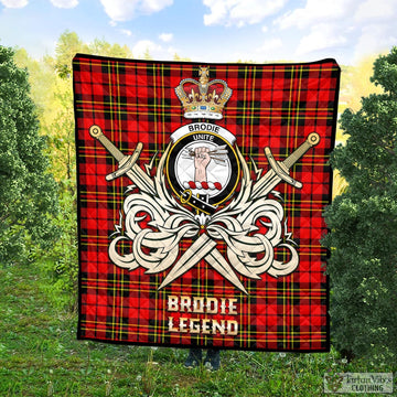 Brodie Modern Tartan Quilt with Clan Crest and the Golden Sword of Courageous Legacy
