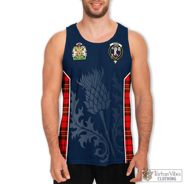 Brodie Modern Tartan Men's Tanks Top with Family Crest and Scottish Thistle Vibes Sport Style