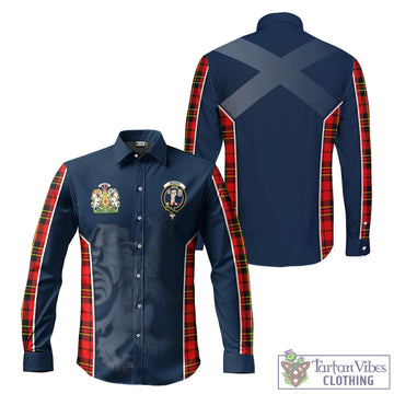 Brodie Modern Tartan Long Sleeve Button Up Shirt with Family Crest and Lion Rampant Vibes Sport Style