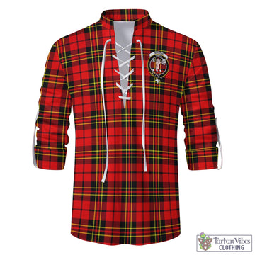 Brodie Modern Tartan Men's Scottish Traditional Jacobite Ghillie Kilt Shirt with Family Crest