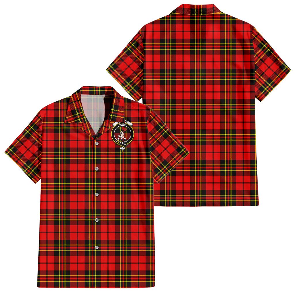 Brodie Modern Tartan Short Sleeve Button Down Shirt with Family Crest - Tartanvibesclothing