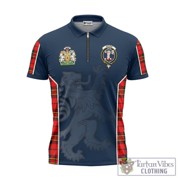 Brodie Modern Tartan Zipper Polo Shirt with Family Crest and Lion Rampant Vibes Sport Style
