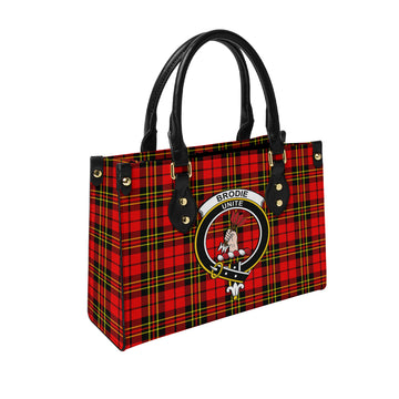 Brodie Modern Tartan Leather Bag with Family Crest