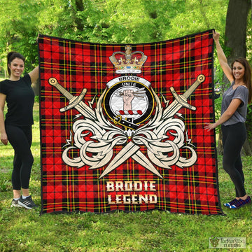Brodie Modern Tartan Quilt with Clan Crest and the Golden Sword of Courageous Legacy