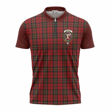 Brodie Tartan Accent Zipper Polo Shirt with Family Crest