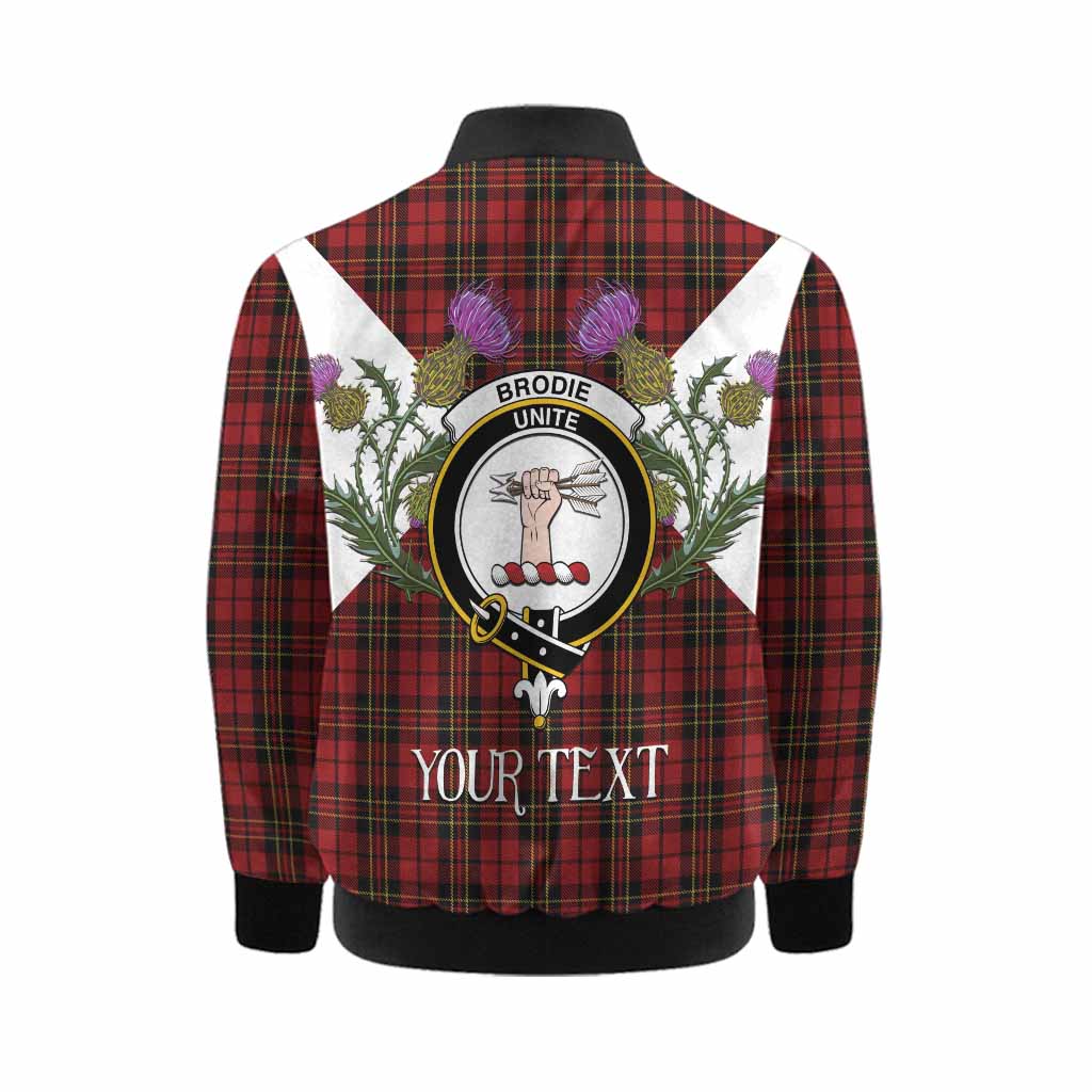 Brodie Tartan Family Crest Kid Bomber Jacket Scottish Burns Night Thistle Floral