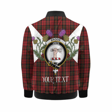Brodie Tartan Family Crest Kid Bomber Jacket Scottish Burns Night Thistle Floral