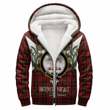 Brodie Tartan Family Crest Sherpa Hoodie Scottish Burns Night Thistle Floral