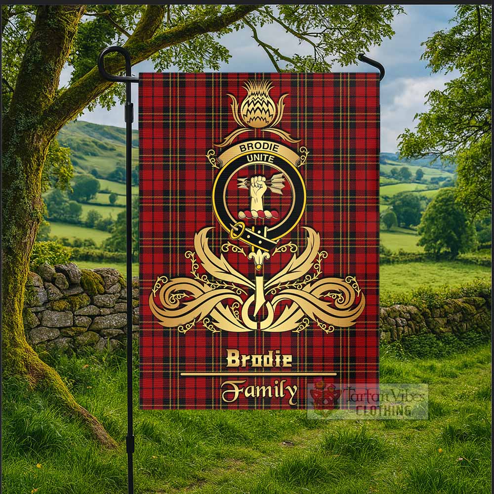Brodie Tartan Garden Flag with Highland Thistle Cherish Family Crest Style - Tartan Vibes Clothing