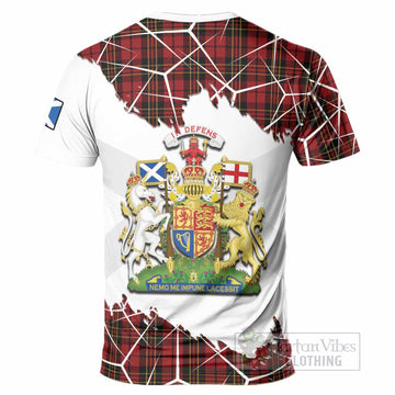 Brodie Tartan T-Shirt with Family Crest and Lion Rampant Grunge Style