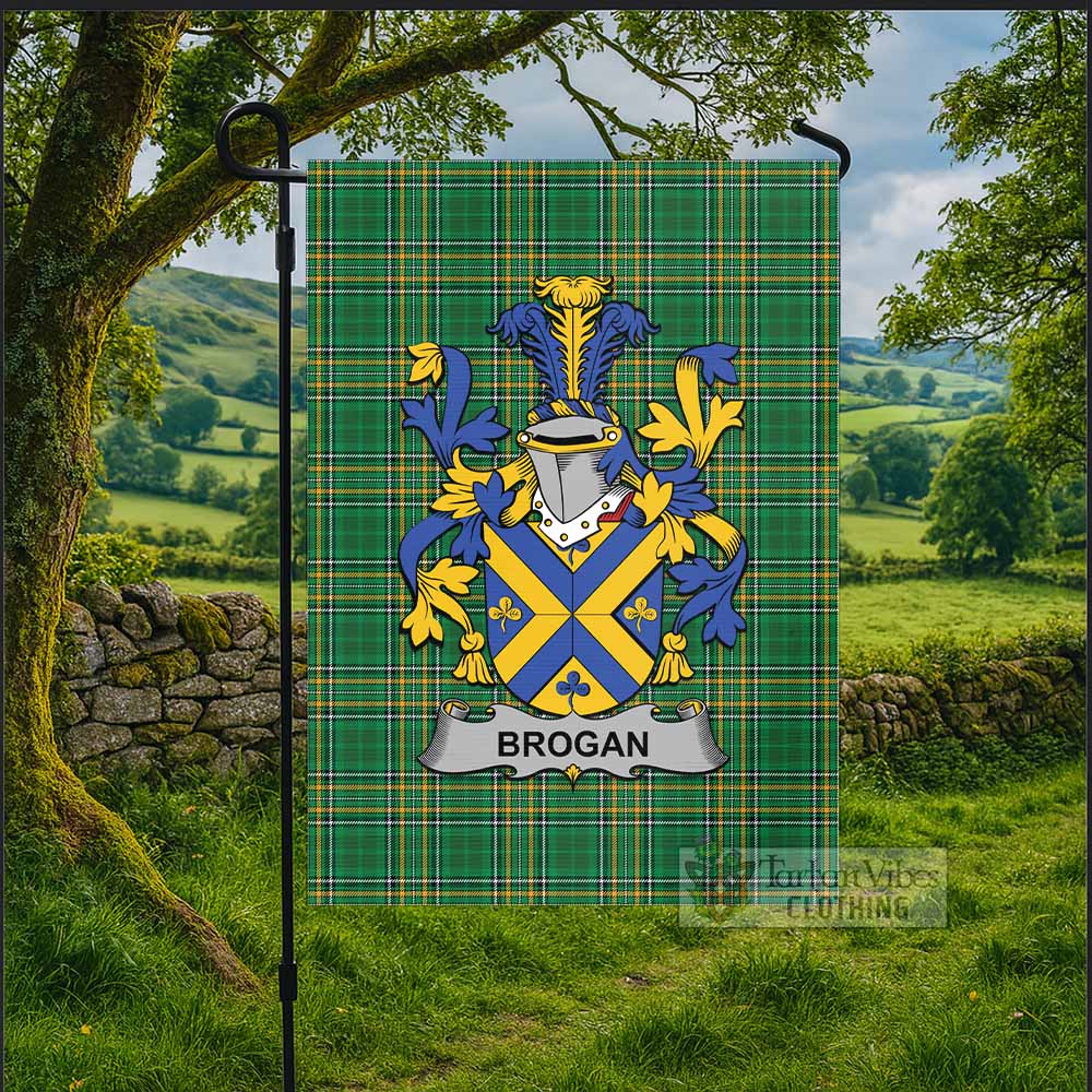 Brogan Irish Clan Tartan Flag with Coat of Arms