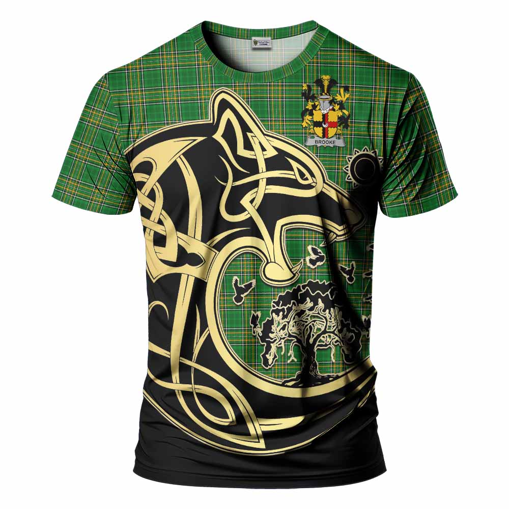 Brooke Irish Tartan T-Shirt with Coat of Arms Celtic Wolf Style Kid's Shirt - Tartan Vibes Clothing