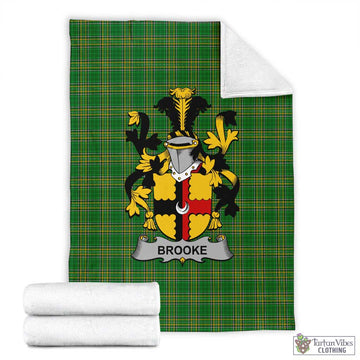 Tartan Vibes Clothing Brooke Irish Clan Tartan Blanket with Coat of Arms
