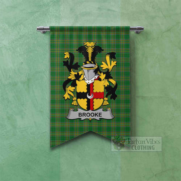 Brooke Irish Clan Tartan Gonfalon, Tartan Banner with Coat of Arms