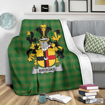 Tartan Vibes Clothing Brooke Irish Clan Tartan Blanket with Coat of Arms