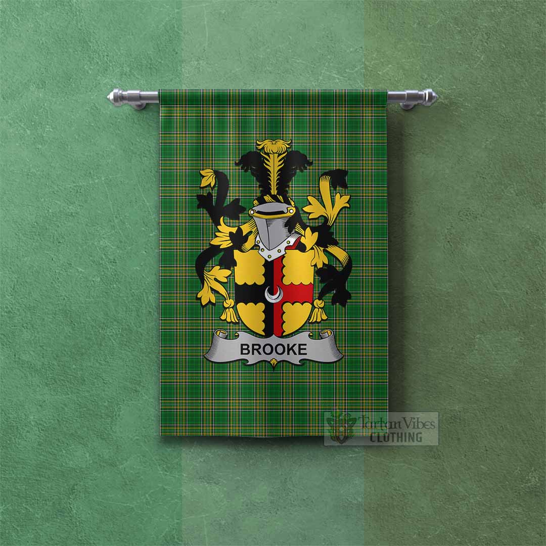 Tartan Vibes Clothing Brooke Irish Clan Tartan Gonfalon, Tartan Banner with Coat of Arms