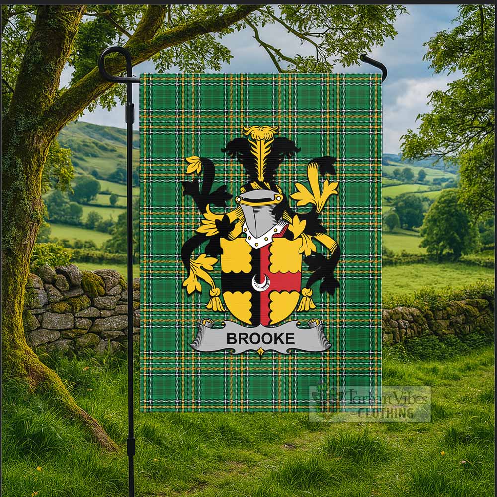 Brooke Irish Clan Tartan Flag with Coat of Arms