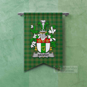 Brophy Irish Clan Tartan Gonfalon, Tartan Banner with Coat of Arms