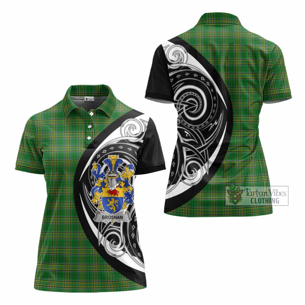 Tartan Vibes Clothing Brosnan Irish Clan Women's Polo Shirt Celtic Circle Style