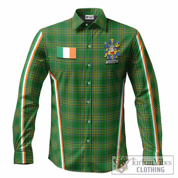 Brosnan Irish Clan Coat of Arm Tartan Long Sleeve Button Shirts Flag Style
