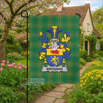 Brosnan Irish Clan Tartan Garden Flag with Coat of Arms