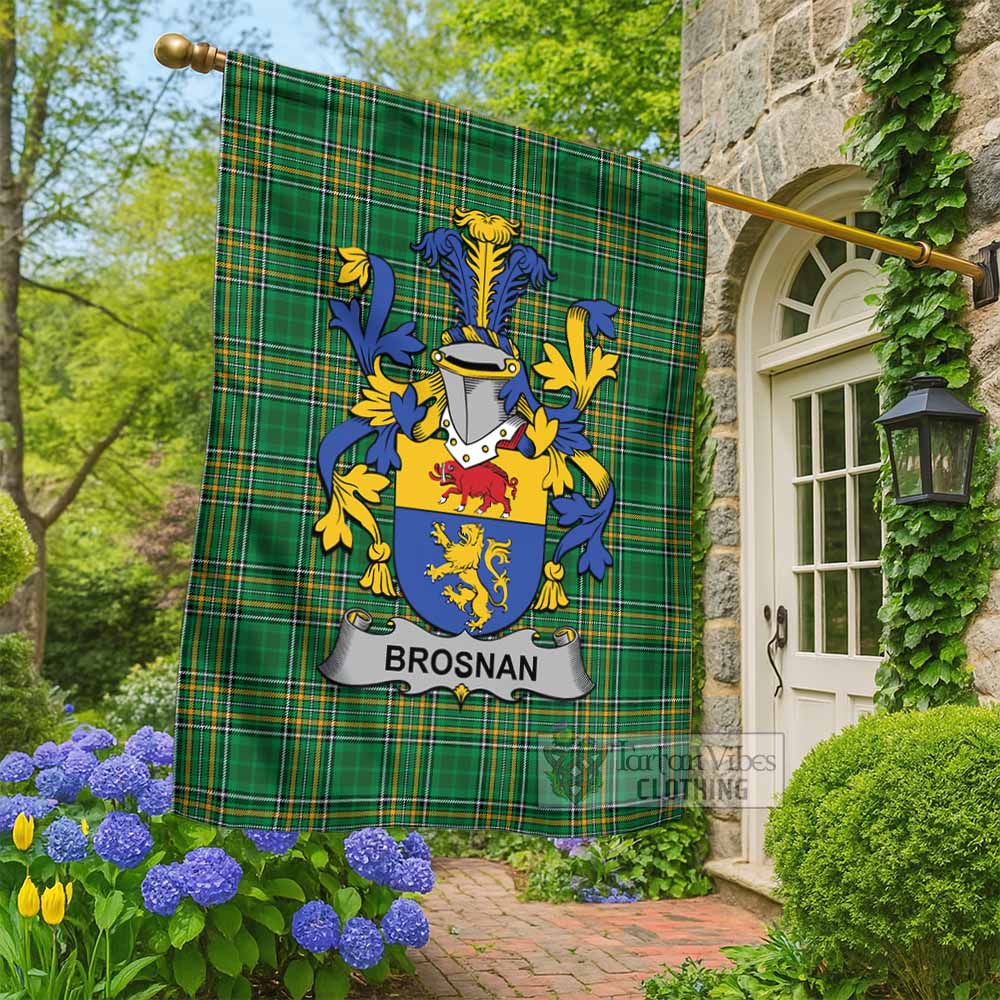 Brosnan Irish Clan Tartan Flag with Coat of Arms