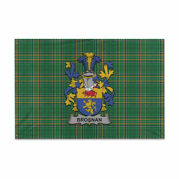Brosnan Irish Clan Tartan House Flag with Coat of Arms