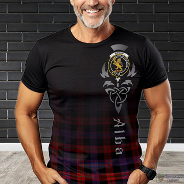 Broun Modern Tartan T-Shirt Featuring Alba Gu Brath Family Crest Celtic Inspired