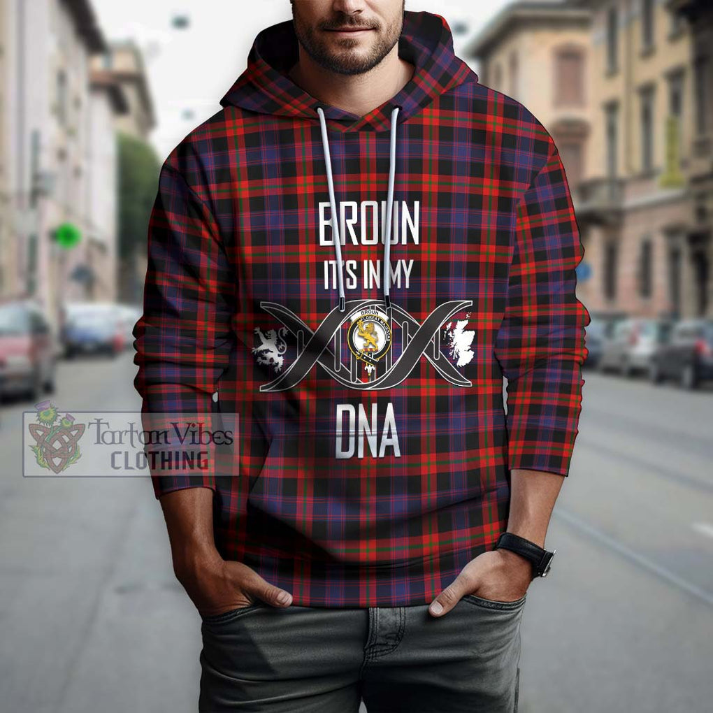 Broun Modern Tartan Hoodie with Family Crest DNA In Me Style Pullover Hoodie - Tartanvibesclothing Shop