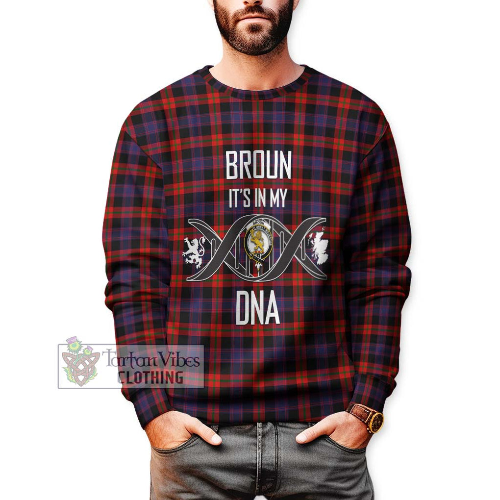 Broun Modern Tartan Sweatshirt with Family Crest DNA In Me Style Unisex - Tartanvibesclothing Shop