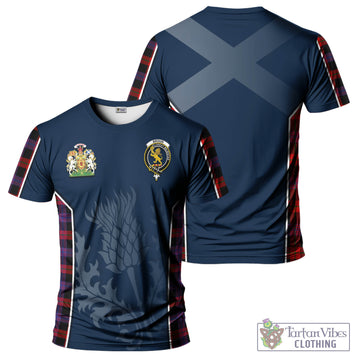 Broun Modern Tartan T-Shirt with Family Crest and Scottish Thistle Vibes Sport Style