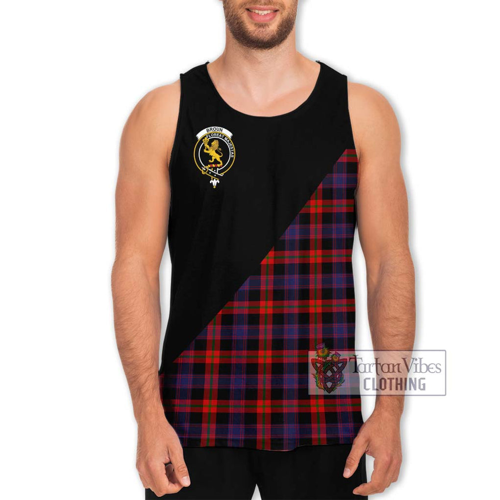 Broun Modern Tartan Men's Tank Top with Family Crest and Military Logo Style Men - Tartanvibesclothing Shop