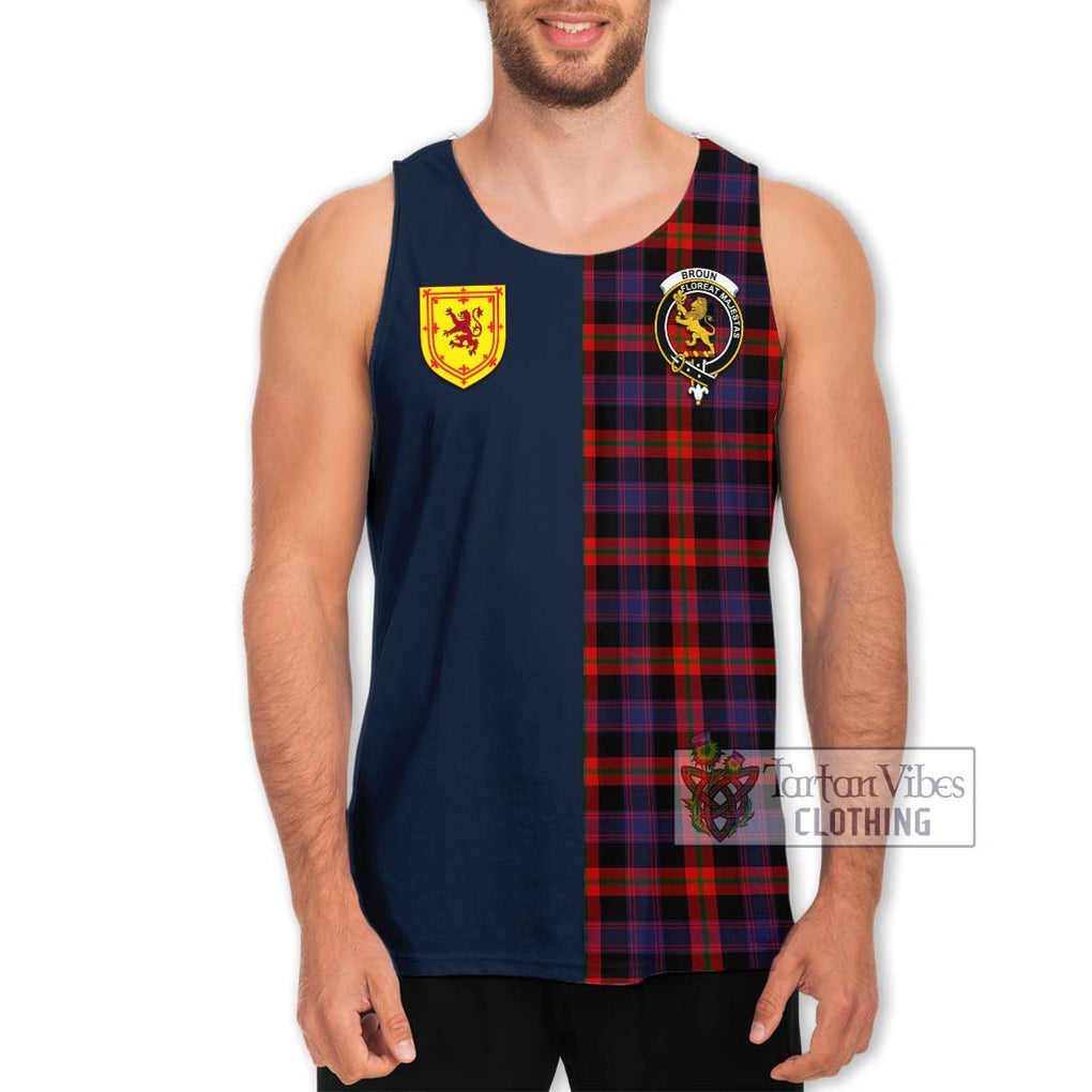 Tartan Vibes Clothing Broun Modern Tartan Men's Tank Top with Scottish Lion Royal Arm Half Style
