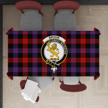 Broun Modern Tatan Tablecloth with Family Crest - Tartanvibesclothing