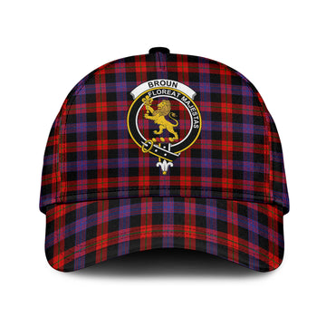Broun Modern Tartan Classic Cap with Family Crest