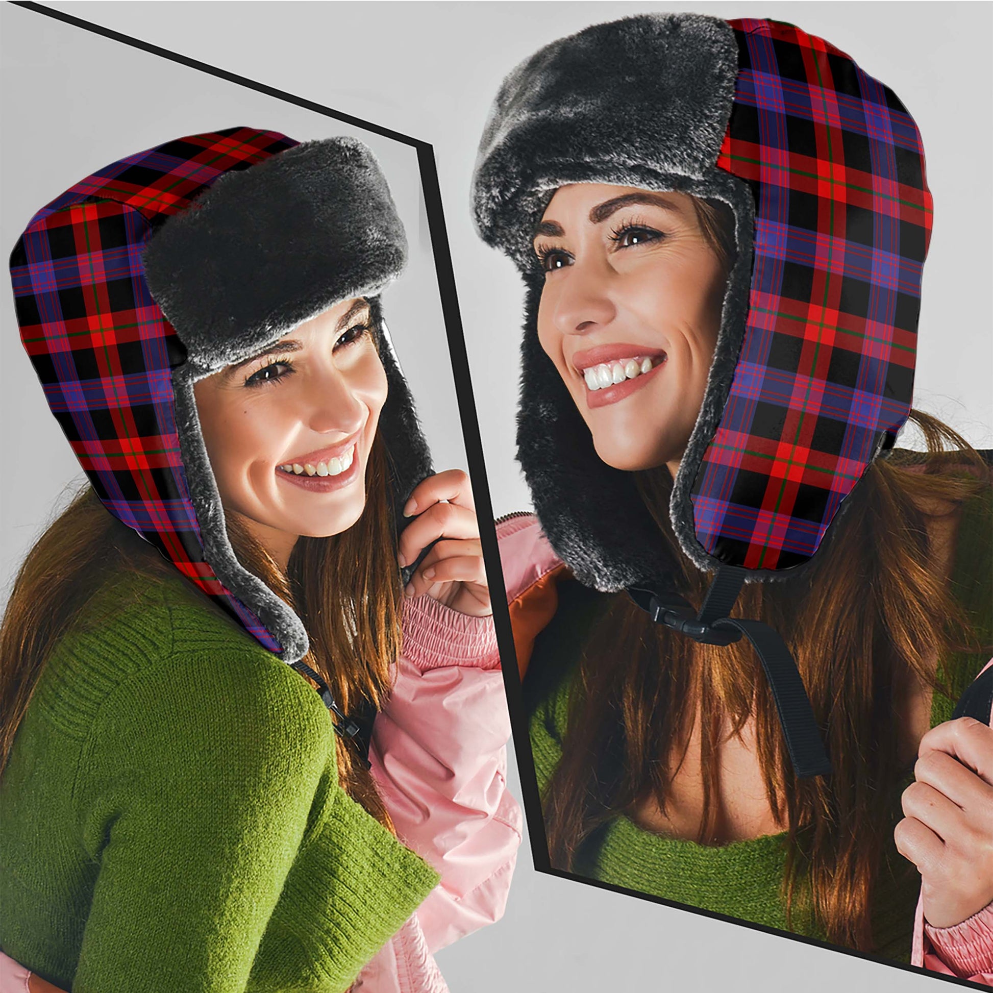 Broun Modern Tartan Winter Trapper Hat Winter Trapper Hat Universal Fit Circumference 22.8in (58cm) - Tartanvibesclothing