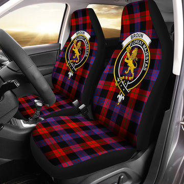 Broun Modern Tartan Car Seat Cover with Family Crest One Size - Tartanvibesclothing
