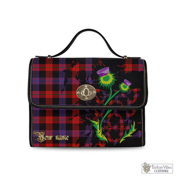 Broun Modern Tartan Waterproof Canvas Bag with Scotland Map and Thistle Celtic Accents