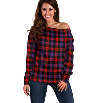 Broun Modern Tartan Off Shoulder Women Sweater Women - Tartanvibesclothing