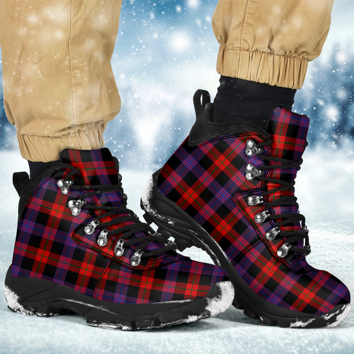 Broun Modern Tartan Alpine Boots - Tartanvibesclothing