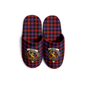 Broun Modern Tartan Home Slippers with Family Crest