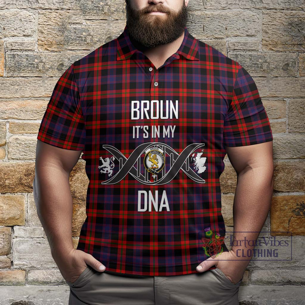 Broun Modern Tartan Polo Shirt with Family Crest DNA In Me Style Kid - Tartanvibesclothing Shop