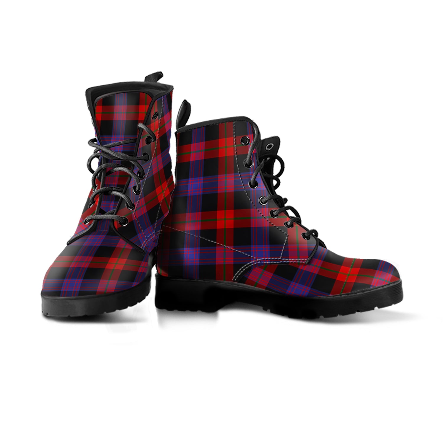 Broun Modern Tartan Leather Boots - Tartanvibesclothing