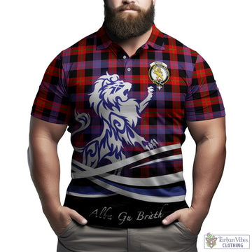 Broun Modern Tartan Polo Shirt with Alba Gu Brath Regal Lion Emblem