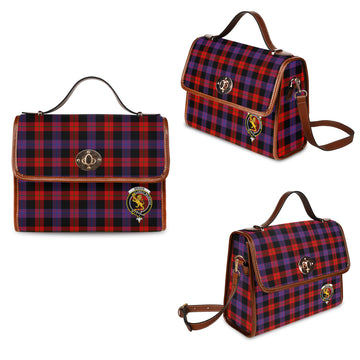 broun-modern-tartan-leather-strap-waterproof-canvas-bag-with-family-crest