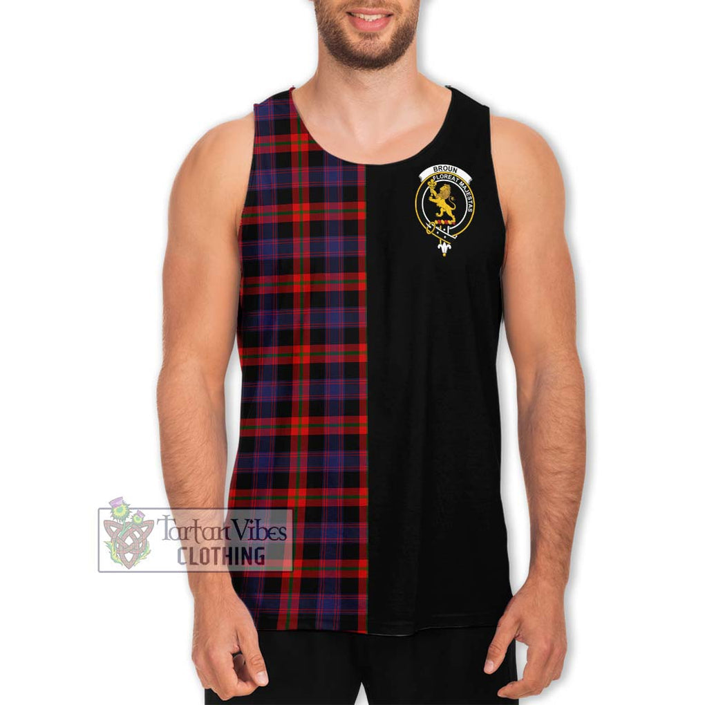 Broun Modern Tartan Men's Tank Top with Family Crest and Half Of Me Style Men - Tartanvibesclothing Shop