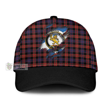 Broun Modern Tartan Classic Cap with Family Crest In Me Style