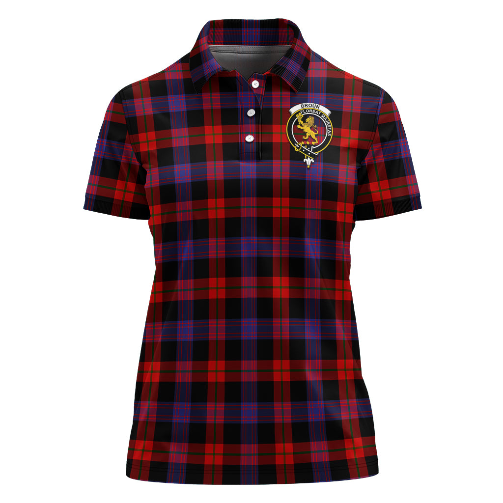 Broun Modern Tartan Polo Shirt with Family Crest For Women - Tartanvibesclothing